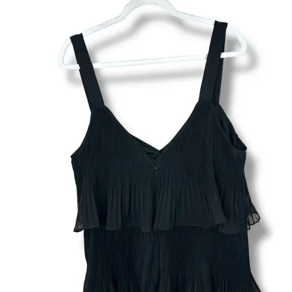 Lulus Elegant Nature Black Pleated Sheath Chiffon Sleeveless Tiered Maxi Dress - Picture 8 of 10